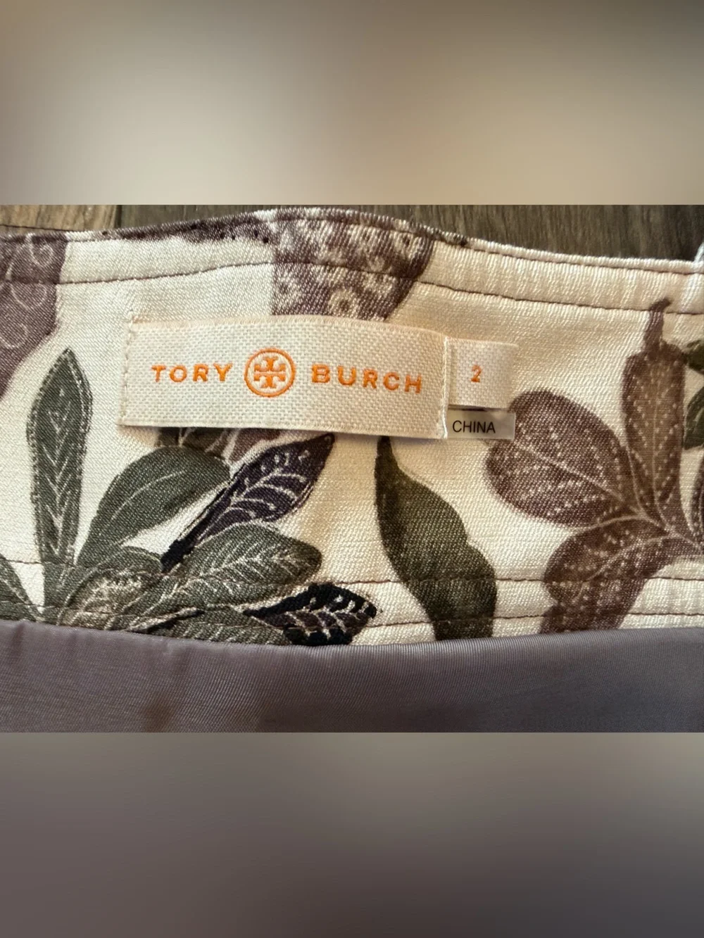 Tory Burch Botanical Print Mikado Apron Dress Floral Zip Front Sleeveless Size 2
